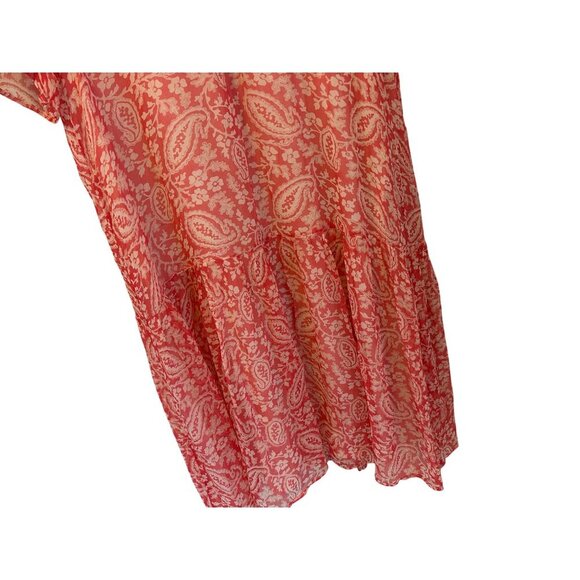 Pablo Dress Red Paisley & Floral Short Sleeve Buttoned Midi Summer  Size 36 - Picture 5 of 10